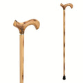 Two-Tone Beech Derby Walking Cane, 99cm - handle close-up and full length
