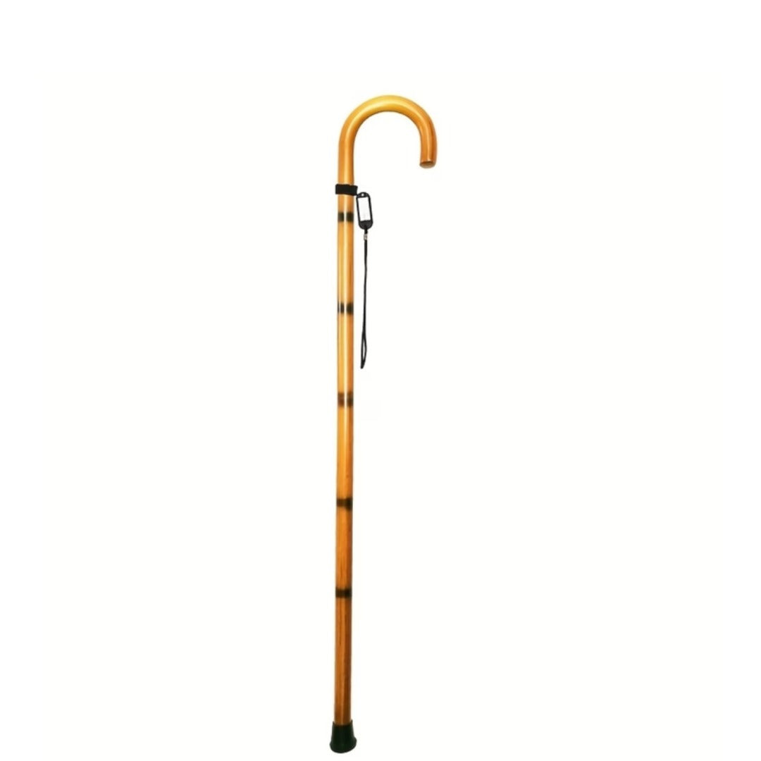 One-Piece Beech Crook Walking Stick, 90cm, with wrist strap