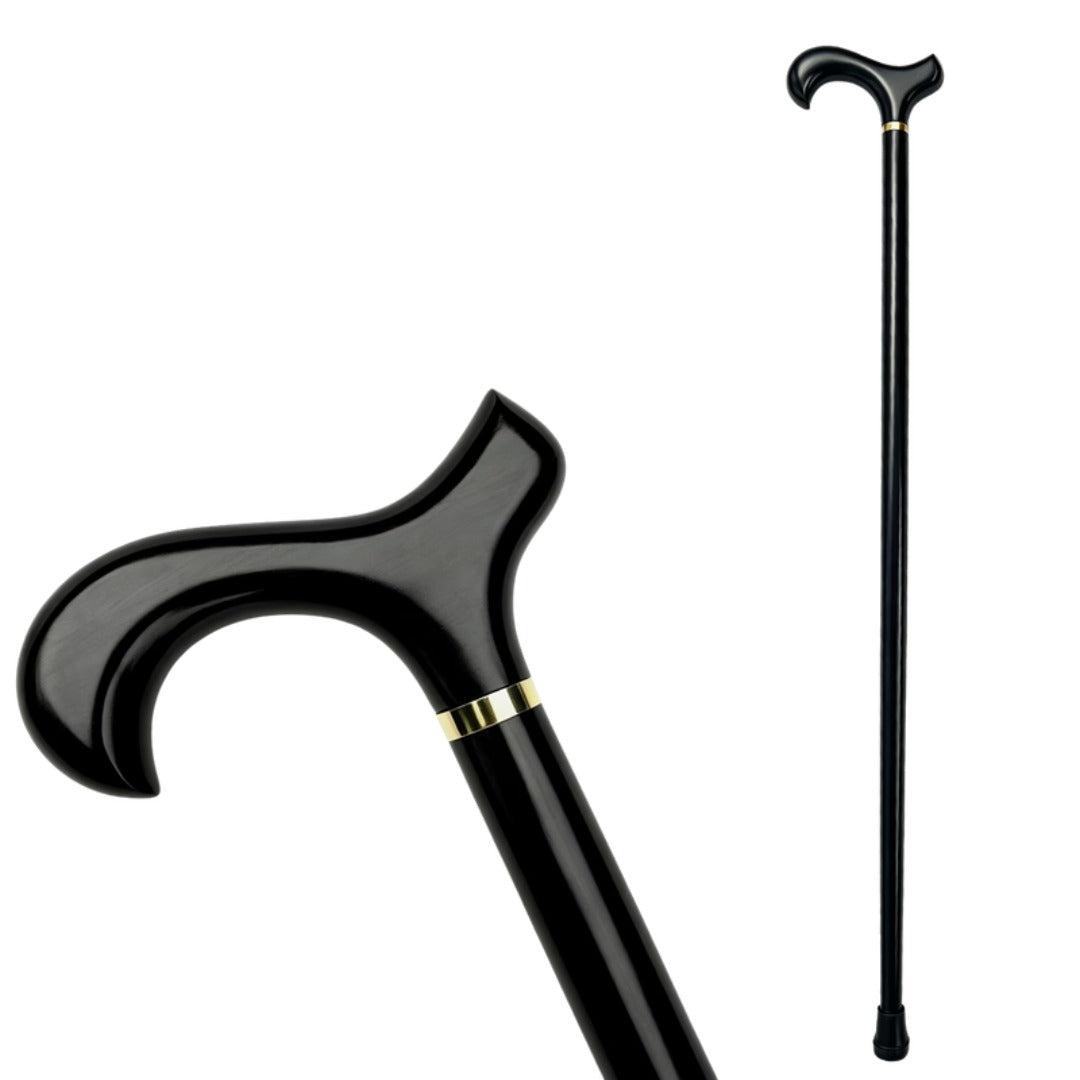 Solid Beech Derby Walking Cane, 95cm, in black