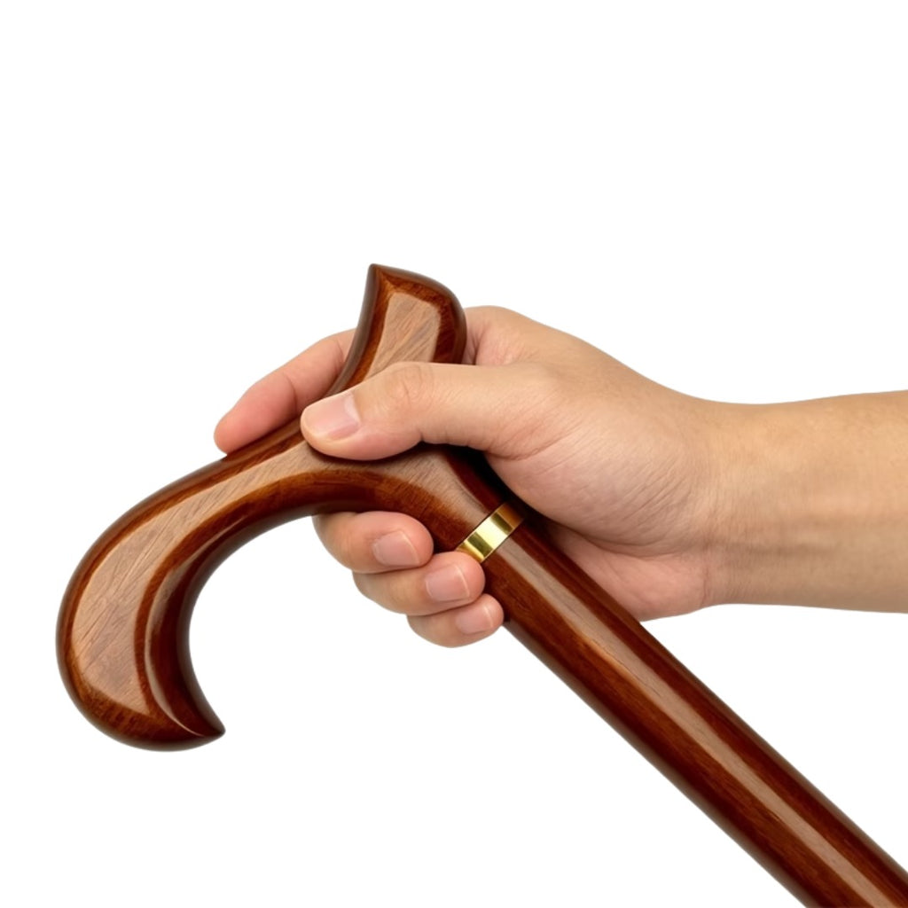 Brown Derby handle held in the hand