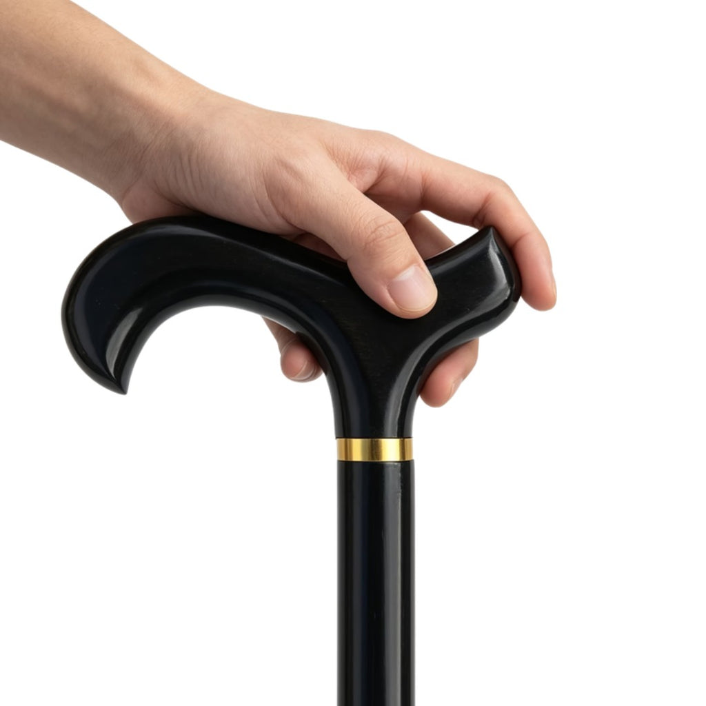 Black Derby handle held in the hand