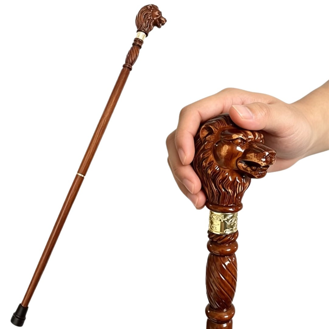 Carved Lion Walking Cane, third view