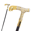 Gold Lion Walking Cane with ornate silver T-handle and black shaft