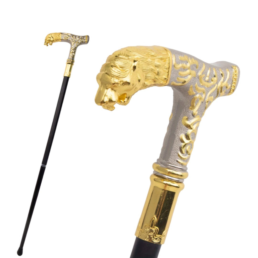 Gold Lion Walking Cane, third view