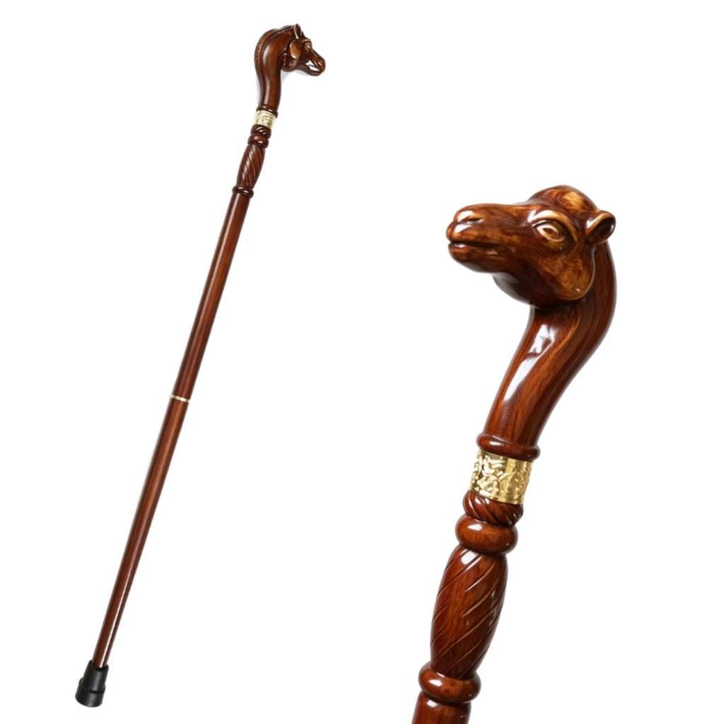 Camel Walking Cane, carved camel head and full length