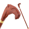 Carved Camel Walking Cane in red, crosier handle and full length