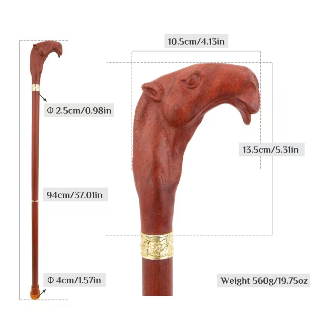 Red camel head handle, close-up