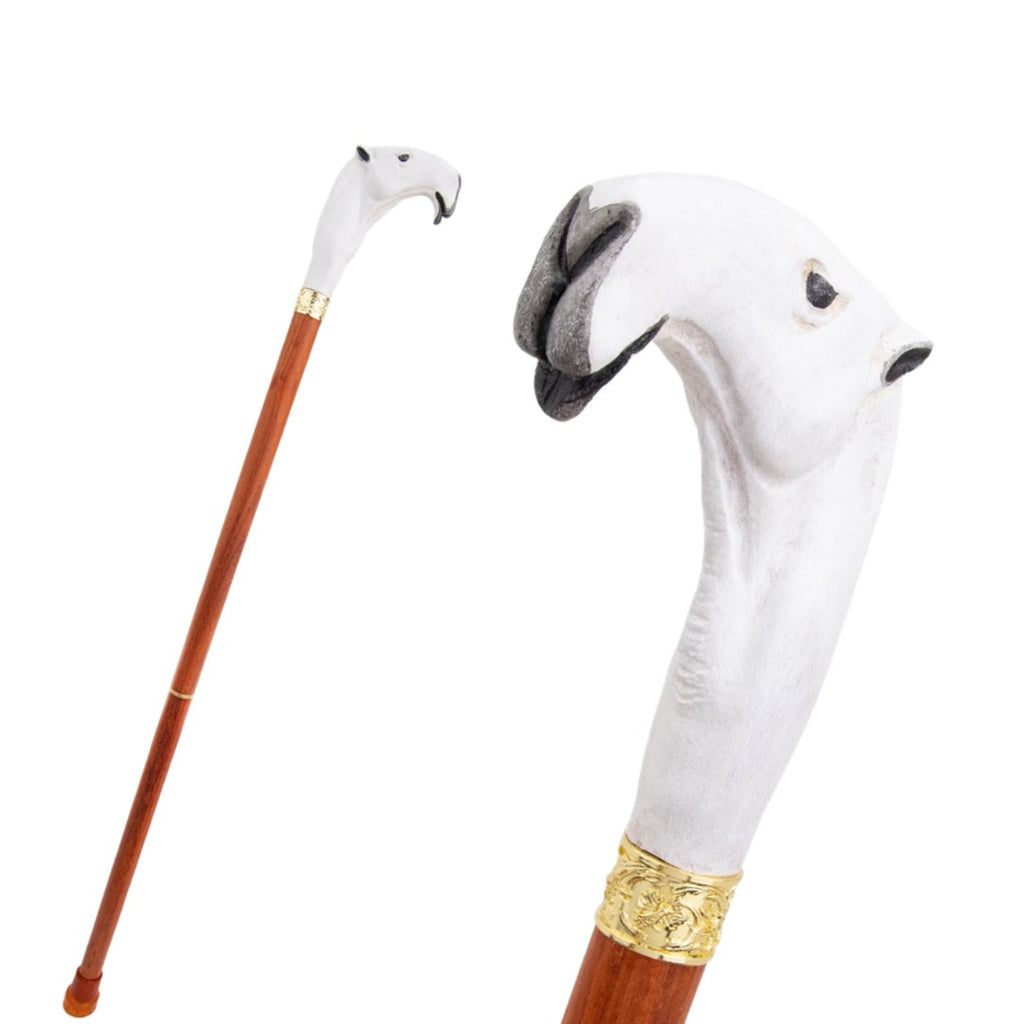 Carved Camel Walking Cane in white, third view
