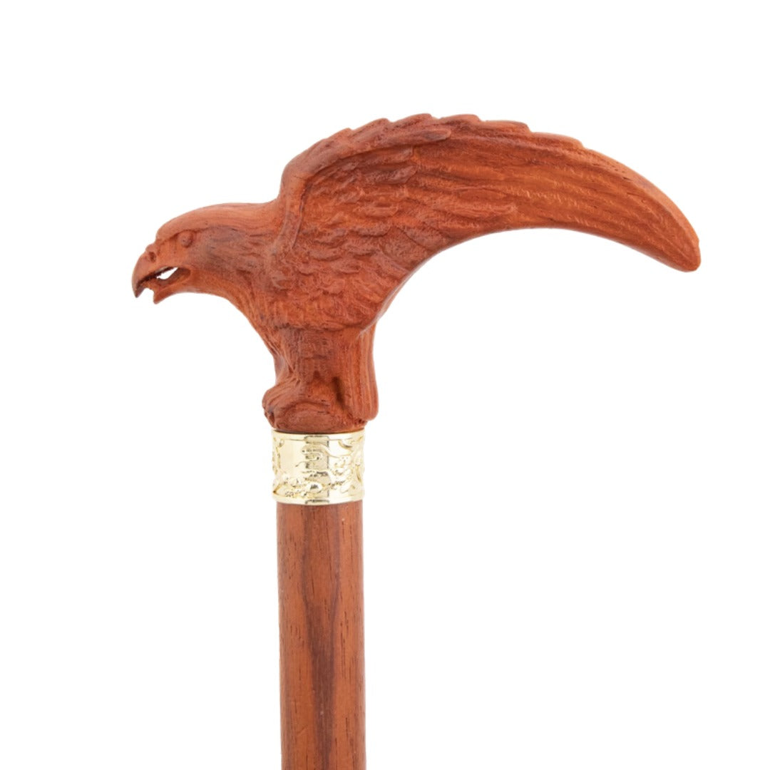 Spread wing eagle carved grip, close-up