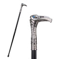 Vintage Eagle Walking Cane in silver alloy, blue-set eye and full length