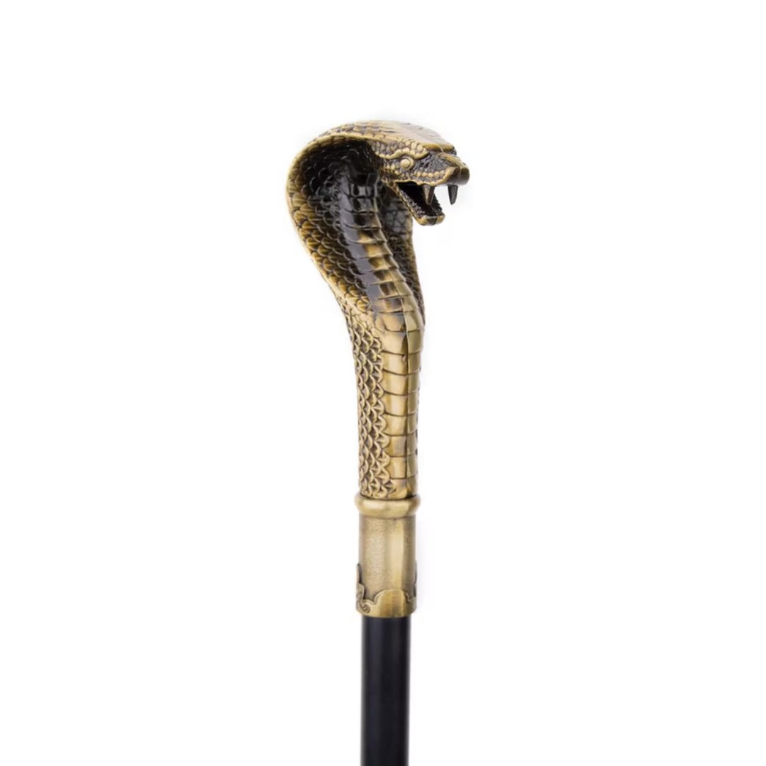 Cobra Crosier Walking Cane in bronze, third view