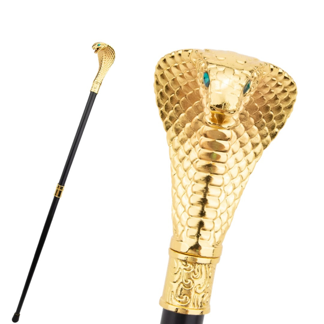 Golden Cobra Walking Cane, gold finish, third view