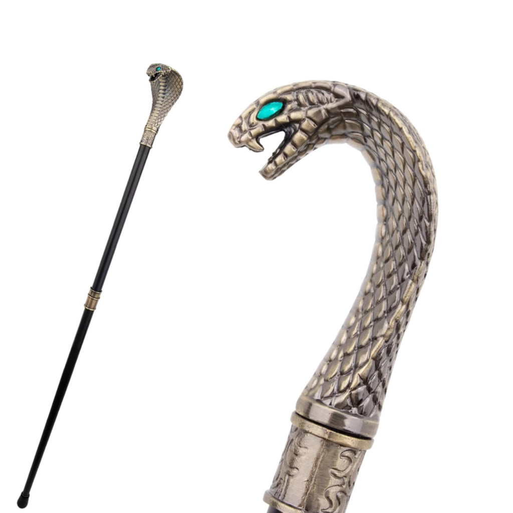 Golden Cobra Walking Cane, bronze finish, third view