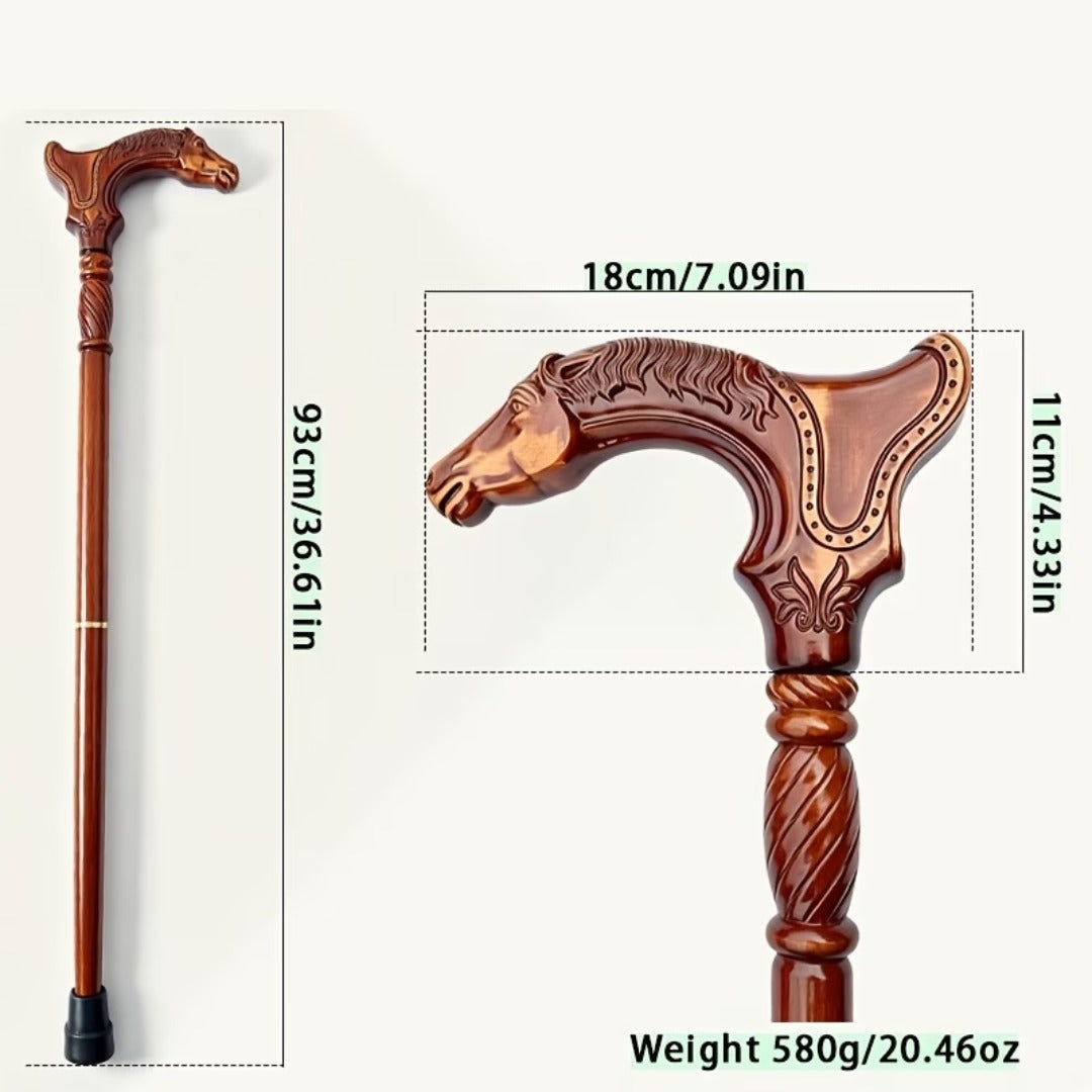 Horse head and studded saddle grip, close-up