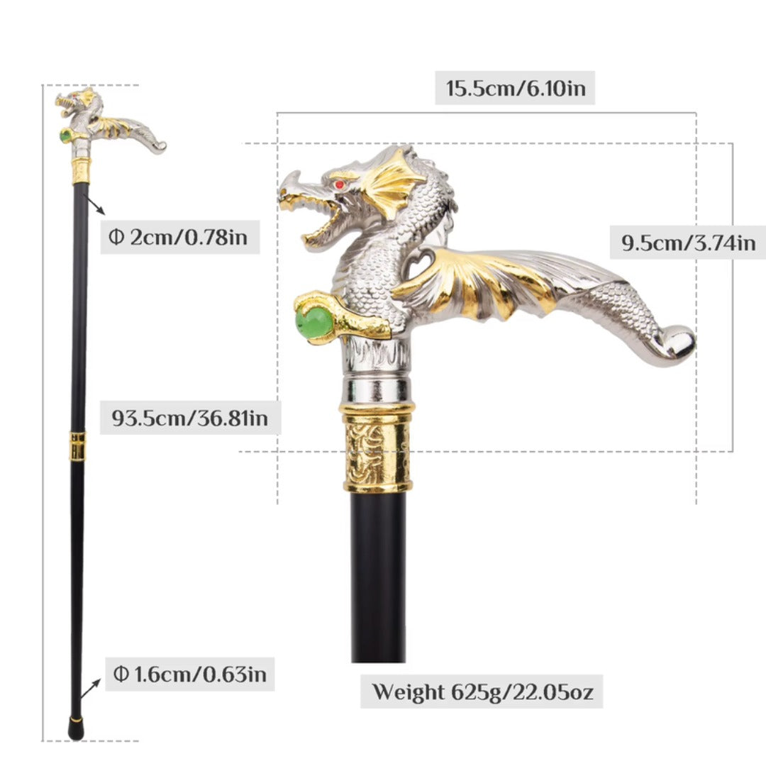 White Dragon Walking Cane, third view