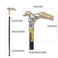 Resting hound T-handle walking cane in white and gold, 88cm