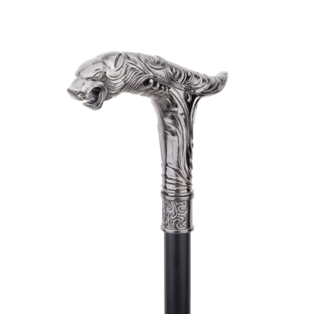 Snarling leopard head with baroque engraving detail