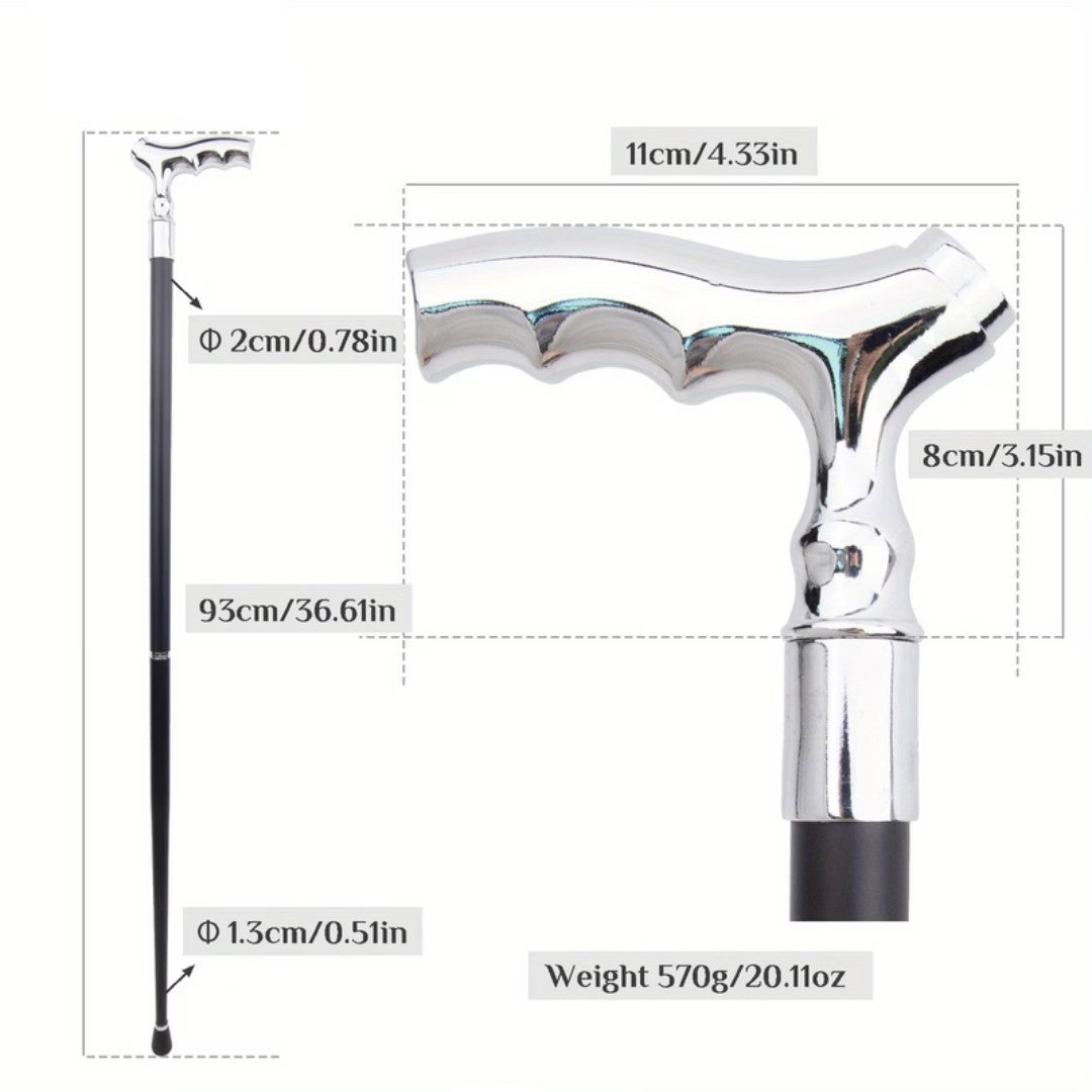 Scalloped wave crest detail on silver T-handle