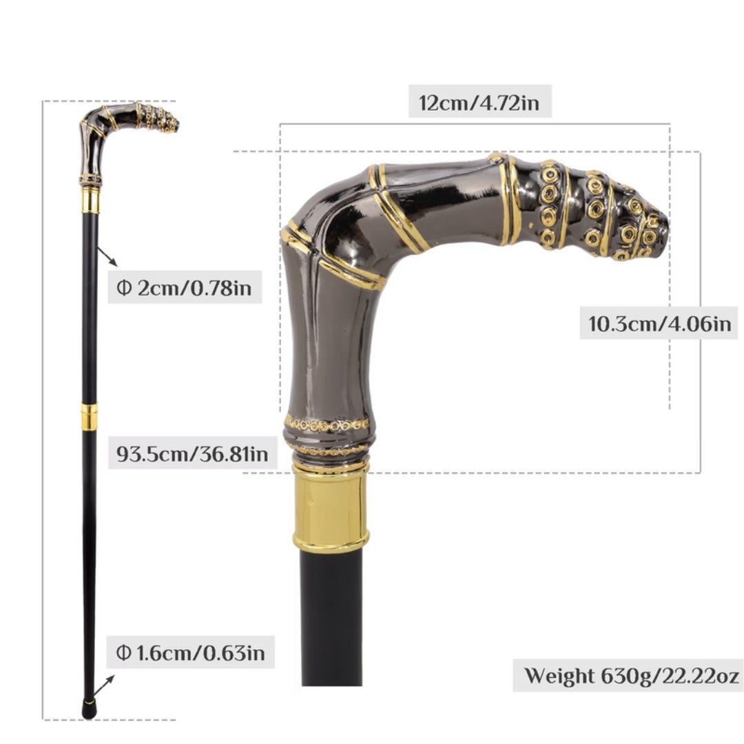 Black and gold bamboo joint handle detail