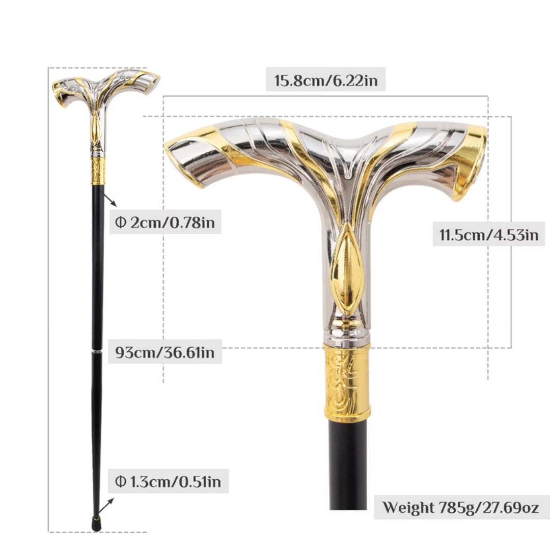 Gold eagle emblem end cap detail on silver T-handle