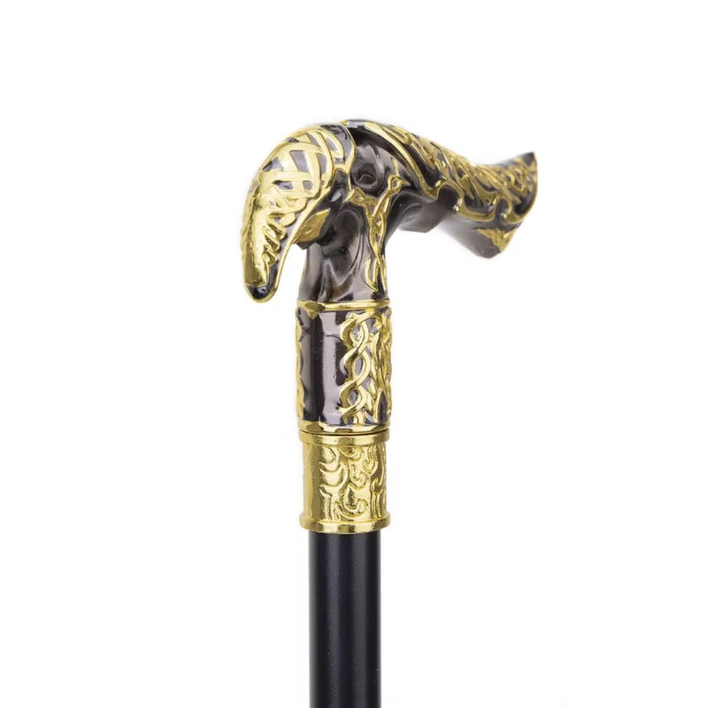 Gold filigree detail on ornate black T-handle