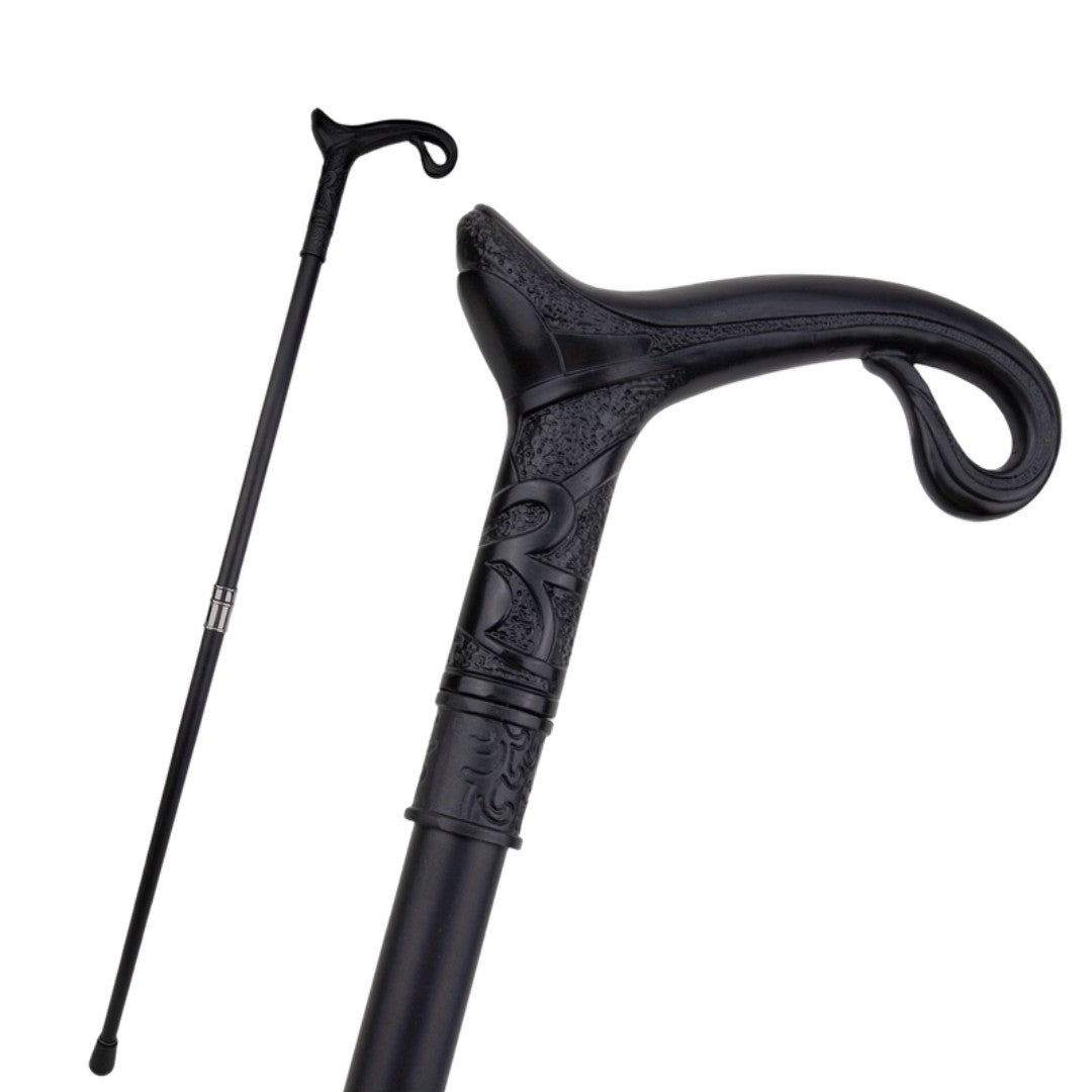 Curve line walking cane with black looped handle, 93cm