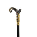 Magic lamp T-handle walking cane in black and gold, 93cm