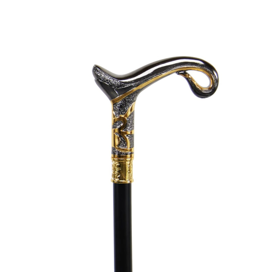Magic lamp walking cane black and gold full length