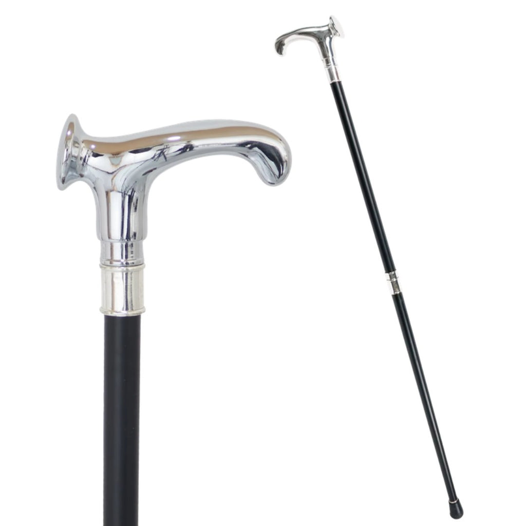 Classic silver derby T-handle walking cane, alternate source view