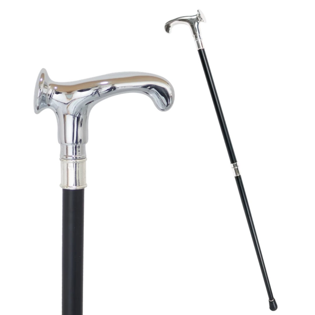 Classic silver derby T-handle walking cane, alternate source view