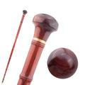 Bamboo joint walking cane with wooden ball knob, red, 89cm
