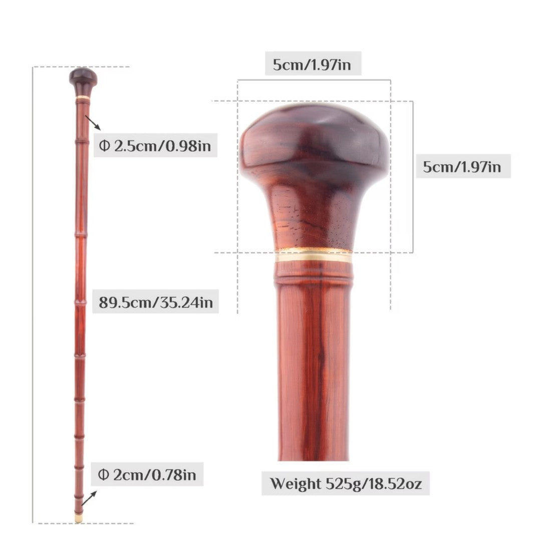 Smooth red wooden ball knob with gold band detail
