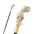 Mechanical octopus walking cane in silver and gold, 93cm