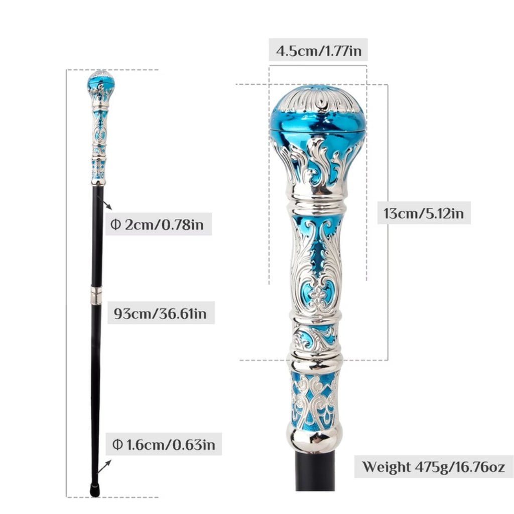 Bright blue enamelled ball with silver scrollwork detail