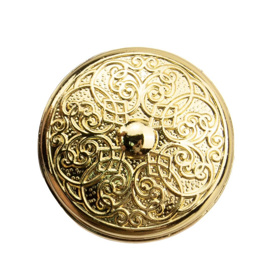 Gold engraved knob walking cane full length view