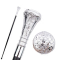 Silver flower embossed knob walking cane, 93cm
