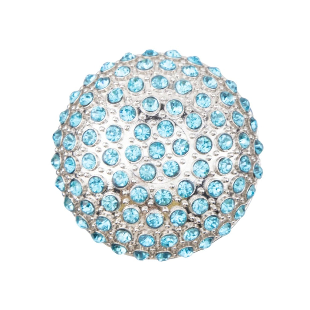 Blue stone ball walking cane silver full length view