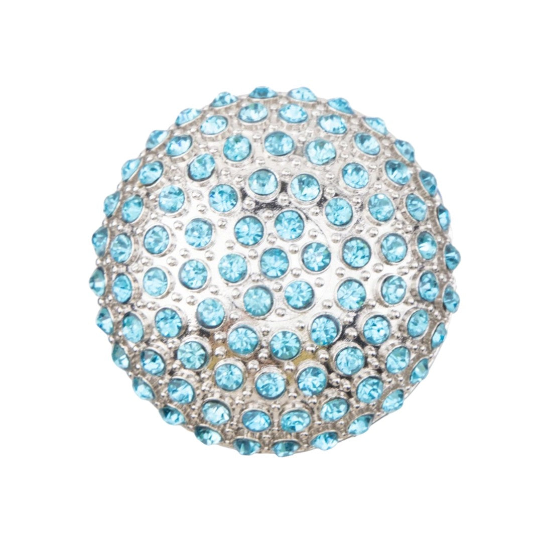 Blue stone ball walking cane silver full length view